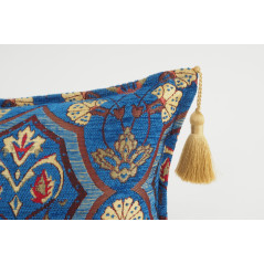Fabric Pillow,Fabric Pillow 12x20,Navy Blue Carnation Pattern Turkish Fabric Pillow,Decorative Throw Pillow,Bohemian Pillow