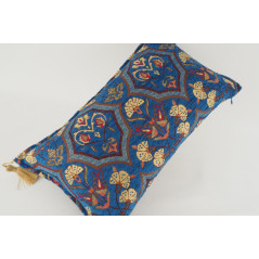 Fabric Pillow,Fabric Pillow 12x20,Navy Blue Carnation Pattern Turkish Fabric Pillow,Decorative Throw Pillow,Bohemian Pillow