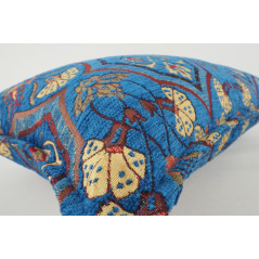 Fabric Pillow,Fabric Pillow 12x20,Navy Blue Carnation Pattern Turkish Fabric Pillow,Decorative Throw Pillow,Bohemian Pillow