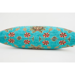 Fabric Pillow, Fabric Pillow 12x20, Turquoise Blue Topkapi Palace Tulip Pattern Turkish Fabric Pillow, Decorative Throw Pillow