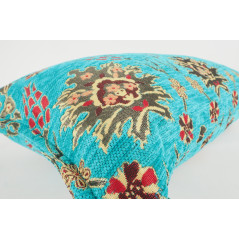 Fabric Pillow, Fabric Pillow 12x20, Turquoise Blue Topkapi Palace Tulip Pattern Turkish Fabric Pillow, Decorative Throw Pillow
