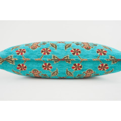 Fabric Pillow, Fabric Pillow 12x20, Turquoise Blue Topkapi Palace Tulip Pattern Turkish Fabric Pillow, Decorative Throw Pillow