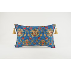 Fabric Pillow, Fabric Pillow 12x20, Navy Blue Topkapi Palace Tulip Pattern Turkish Fabric Pillow Cover, Decorative Throw Pillow