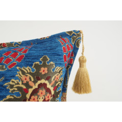 Fabric Pillow, Fabric Pillow 12x20, Navy Blue Topkapi Palace Tulip Pattern Turkish Fabric Pillow Cover, Decorative Throw Pillow