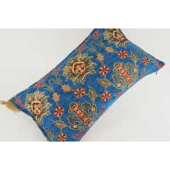 Fabric Pillow, Fabric Pillow 12x20, Navy Blue Topkapi Palace Tulip Pattern Turkish Fabric Pillow Cover, Decorative Throw Pillow