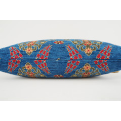 Fabric Pillow, Fabric Pillow 12x20, Navy Blue Topkapi Palace Tulip Pattern Turkish Fabric Pillow Cover, Decorative Throw Pillow