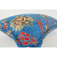 Fabric Pillow, Fabric Pillow 12x20, Navy Blue Topkapi Palace Tulip Pattern Turkish Fabric Pillow Cover, Decorative Throw Pillow