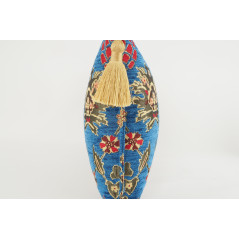 Fabric Pillow, Fabric Pillow 12x20, Navy Blue Topkapi Palace Tulip Pattern Turkish Fabric Pillow Cover, Decorative Throw Pillow