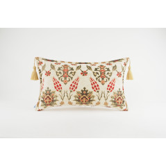 Fabric Pillow, Fabric Pillow 12x20, Beige Topkapi Palace Tulip Pattern Turkish Fabric Pillow Cover, Decorative Throw Pillow