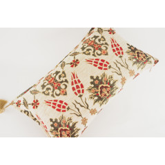 Fabric Pillow, Fabric Pillow 12x20, Beige Topkapi Palace Tulip Pattern Turkish Fabric Pillow Cover, Decorative Throw Pillow
