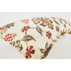 Fabric Pillow, Fabric Pillow 12x20, Beige Topkapi Palace Tulip Pattern Turkish Fabric Pillow Cover, Decorative Throw Pillow