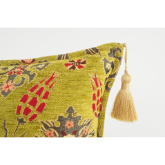 Fabric Pillow, Fabric Pillow 12x20, Pistachio Green Topkapi Palace Tulip Pattern Turkish Fabric Pillow, Decorative Throw Pillow