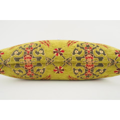 Fabric Pillow, Fabric Pillow 12x20, Pistachio Green Topkapi Palace Tulip Pattern Turkish Fabric Pillow, Decorative Throw Pillow