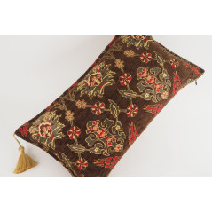 Fabric Pillow, Fabric Pillow 12x20, Brown Topkapi Palace Tulip Pattern Turkish Jacquard  Fabric Pillow, Decorative Throw Pillow