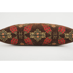 Fabric Pillow, Fabric Pillow 12x20, Brown Topkapi Palace Tulip Pattern Turkish Jacquard  Fabric Pillow, Decorative Throw Pillow