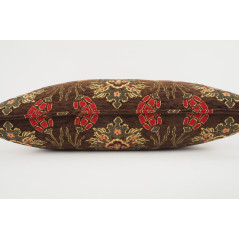 Fabric Pillow, Fabric Pillow 12x20, Brown Topkapi Palace Tulip Pattern Turkish Jacquard  Fabric Pillow, Decorative Throw Pillow