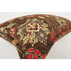 Fabric Pillow, Fabric Pillow 12x20, Brown Topkapi Palace Tulip Pattern Turkish Jacquard  Fabric Pillow, Decorative Throw Pillow