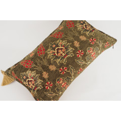 Fabric Pillow, Fabric Pillow 12x20, Moss Green Topkapi Palace Tulip Pattern Turkish Jacquard  Fabric Pillow Cover, Throw Pillow