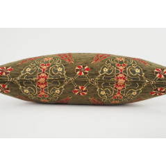 Fabric Pillow, Fabric Pillow 12x20, Moss Green Topkapi Palace Tulip Pattern Turkish Jacquard  Fabric Pillow Cover, Throw Pillow