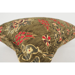 Fabric Pillow, Fabric Pillow 12x20, Moss Green Topkapi Palace Tulip Pattern Turkish Jacquard  Fabric Pillow Cover, Throw Pillow