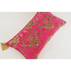 Fabric Pillow,Fabric Pillow 12x20,Mazenda Pink Topkapi Palace Tulip Pattern Turkish Jacquard  Fabric Pillow Cover,Throw Pillow