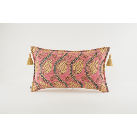 Fabric Pillow, Fabric Pillow 12x20, Pale Pink Water Line Tulip Pattern Turkish Fabric Pillow, Decorative Pillow, Bohemian Pillow