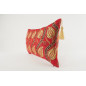Fabric Pillow, Fabric Pillow 12x20, Red Water Line Tulip Pattern Turkish Fabric Pillow, Decorative Pillow, Bohemian Pillow