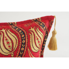 Fabric Pillow, Fabric Pillow 12x20, Red Water Line Tulip Pattern Turkish Fabric Pillow, Decorative Pillow, Bohemian Pillow