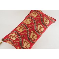 Fabric Pillow, Fabric Pillow 12x20, Red Water Line Tulip Pattern Turkish Fabric Pillow, Decorative Pillow, Bohemian Pillow