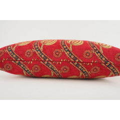 Fabric Pillow, Fabric Pillow 12x20, Red Water Line Tulip Pattern Turkish Fabric Pillow, Decorative Pillow, Bohemian Pillow