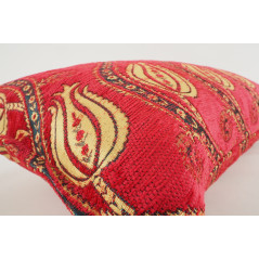 Fabric Pillow, Fabric Pillow 12x20, Red Water Line Tulip Pattern Turkish Fabric Pillow, Decorative Pillow, Bohemian Pillow