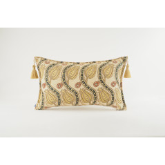 Fabric Pillow, Fabric Pillow 12x20, Beige Water Line Tulip Pattern Turkish Fabric Pillow, Decorative Pillow, Bohemian Pillow