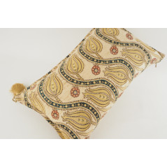 Fabric Pillow, Fabric Pillow 12x20, Beige Water Line Tulip Pattern Turkish Fabric Pillow, Decorative Pillow, Bohemian Pillow