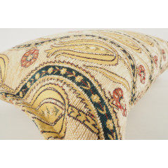 Fabric Pillow, Fabric Pillow 12x20, Beige Water Line Tulip Pattern Turkish Fabric Pillow, Decorative Pillow, Bohemian Pillow