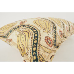 Fabric Pillow, Fabric Pillow 12x20, Beige Water Line Tulip Pattern Turkish Fabric Pillow, Decorative Pillow, Bohemian Pillow