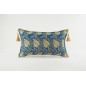 Fabric Pillow, Fabric Pillow 12x20, Navy Blue Water Line Tulip Pattern Turkish Fabric Pillow, Decorative Pillow, Bohemian Pillow