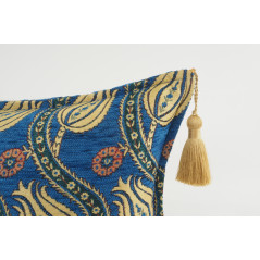 Fabric Pillow, Fabric Pillow 12x20, Navy Blue Water Line Tulip Pattern Turkish Fabric Pillow, Decorative Pillow, Bohemian Pillow