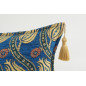 Fabric Pillow, Fabric Pillow 12x20, Navy Blue Water Line Tulip Pattern Turkish Fabric Pillow, Decorative Pillow, Bohemian Pillow
