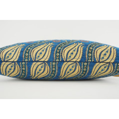 Fabric Pillow, Fabric Pillow 12x20, Navy Blue Water Line Tulip Pattern Turkish Fabric Pillow, Decorative Pillow, Bohemian Pillow