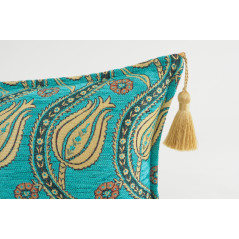 Fabric Pillow,Fabric Pillow 12x20,Turquoise Blue Water Line Tulip Pattern Turkish Fabric Pillow,Decorative,Bohemian Pillow
