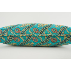 Fabric Pillow,Fabric Pillow 12x20,Turquoise Blue Water Line Tulip Pattern Turkish Fabric Pillow,Decorative,Bohemian Pillow