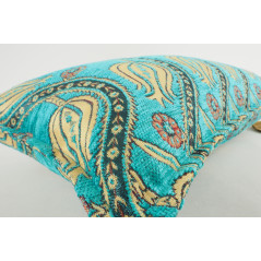 Fabric Pillow,Fabric Pillow 12x20,Turquoise Blue Water Line Tulip Pattern Turkish Fabric Pillow,Decorative,Bohemian Pillow