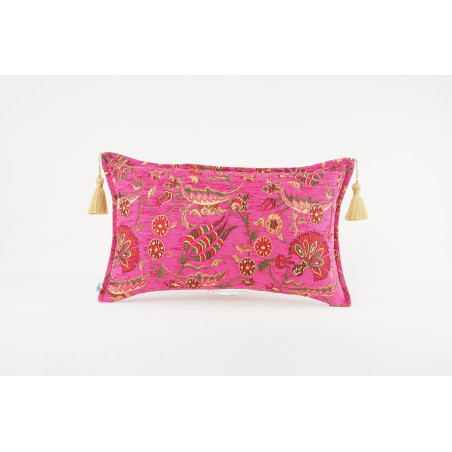 Fabric Pillow, Fabric Pillow 12x20, Mazenda Pink Caucasus Carnation Pattern Turkish Fabric Pillow, Decorative Bohemian Pillow