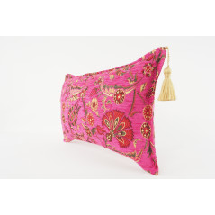 Fabric Pillow, Fabric Pillow 12x20, Mazenda Pink Caucasus Carnation Pattern Turkish Fabric Pillow, Decorative Bohemian Pillow