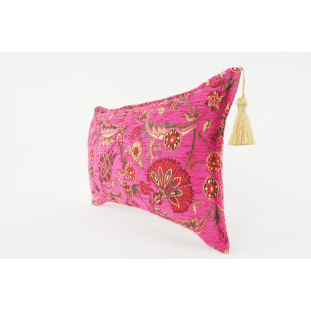Fabric Pillow, Fabric Pillow 12x20, Mazenda Pink Caucasus Carnation Pattern Turkish Fabric Pillow, Decorative Bohemian Pillow