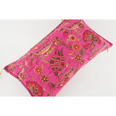 Fabric Pillow, Fabric Pillow 12x20, Mazenda Pink Caucasus Carnation Pattern Turkish Fabric Pillow, Decorative Bohemian Pillow
