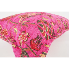 Fabric Pillow, Fabric Pillow 12x20, Mazenda Pink Caucasus Carnation Pattern Turkish Fabric Pillow, Decorative Bohemian Pillow