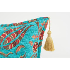 Fabric Pillow, Fabric Pillow 12x20, Turquoise Blue Caucasus Carnation Pattern Turkish Fabric Pillow, Decorative Bohemian Pillow