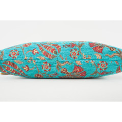 Fabric Pillow, Fabric Pillow 12x20, Turquoise Blue Caucasus Carnation Pattern Turkish Fabric Pillow, Decorative Bohemian Pillow