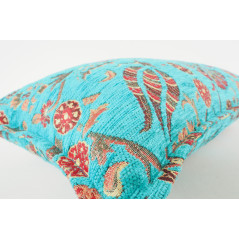 Fabric Pillow, Fabric Pillow 12x20, Turquoise Blue Caucasus Carnation Pattern Turkish Fabric Pillow, Decorative Bohemian Pillow